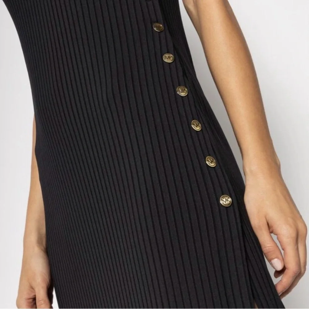 Michael Kors Deep Navy MK Snap Sides Sleeveless Coverup M NWOT